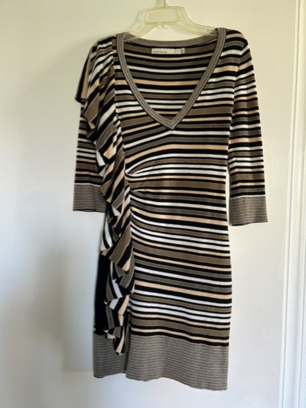 Karen Millen striped knit dress with full slip